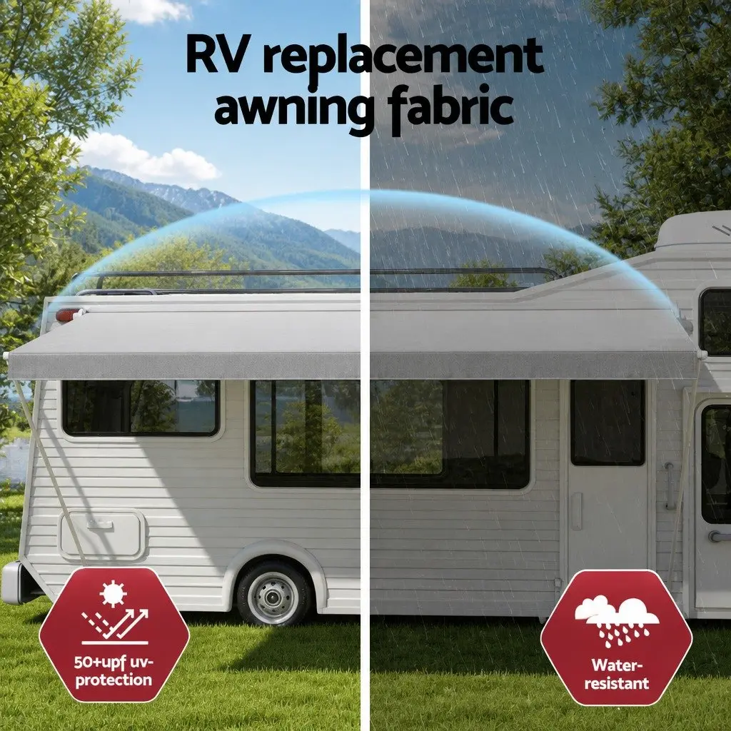 Caravan Awning Replacement Fabric Outdoor 12ft x 8ft Grey