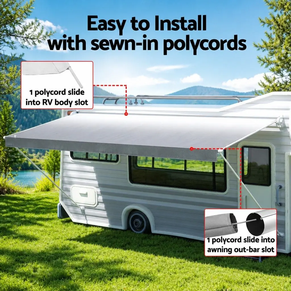Caravan Awning Replacement Fabric Outdoor 12ft x 8ft Grey