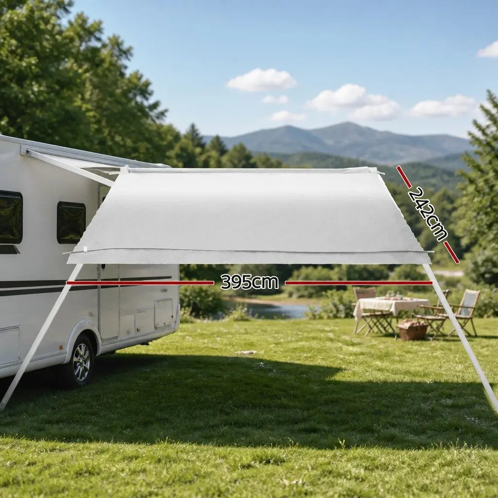 Caravan Awning Replacement Fabric Outdoor Shade Grey 3.95M x 2.42M