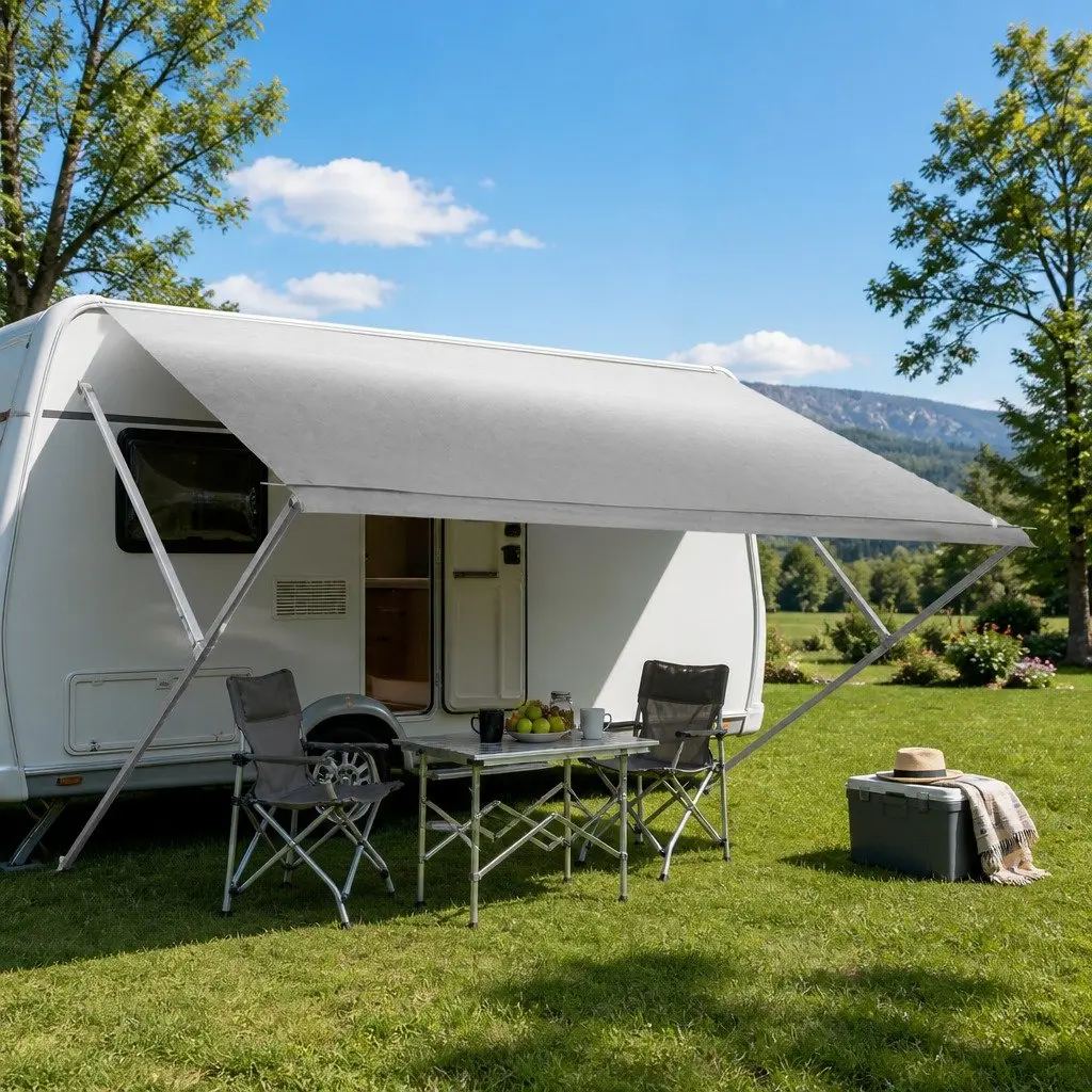 Caravan Awning Replacement Fabric Outdoor Shade Grey 3.95M x 2.42M