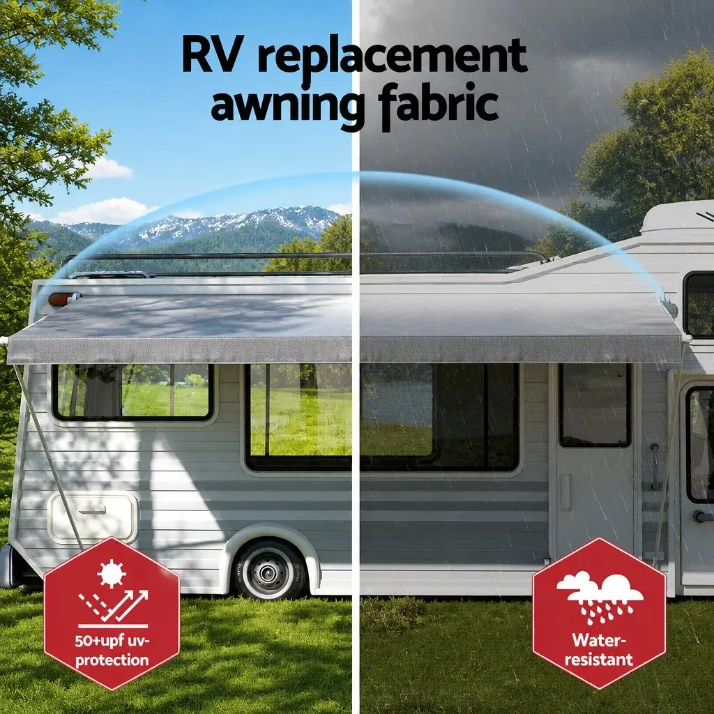 Caravan Awning Replacement Fabric Outdoor Shade Grey 3.95M x 2.42M