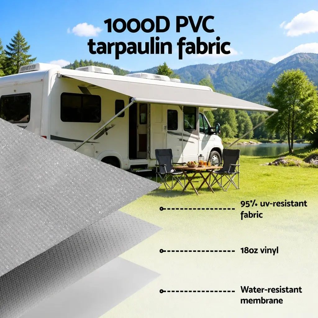 Caravan Awning Replacement Fabric Outdoor Shade Grey 3.95M x 2.42M