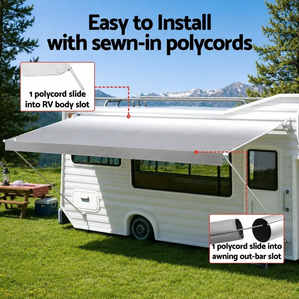 Caravan Awning Replacement Fabric Outdoor Shade Grey 3.95M x 2.42M