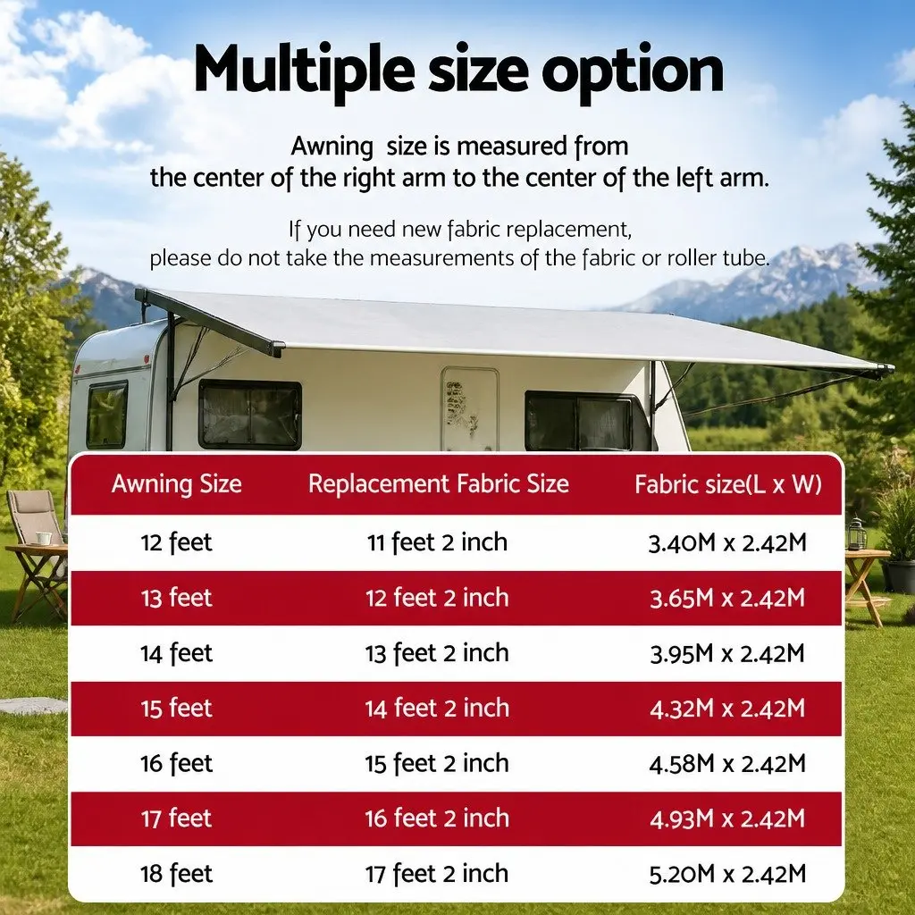 Caravan Awning Replacement Fabric Outdoor Shade Grey 3.95M x 2.42M