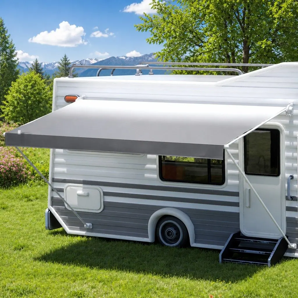 Caravan Awning Replacement Fabric Outdoor Shade Grey 3.95M x 2.42M