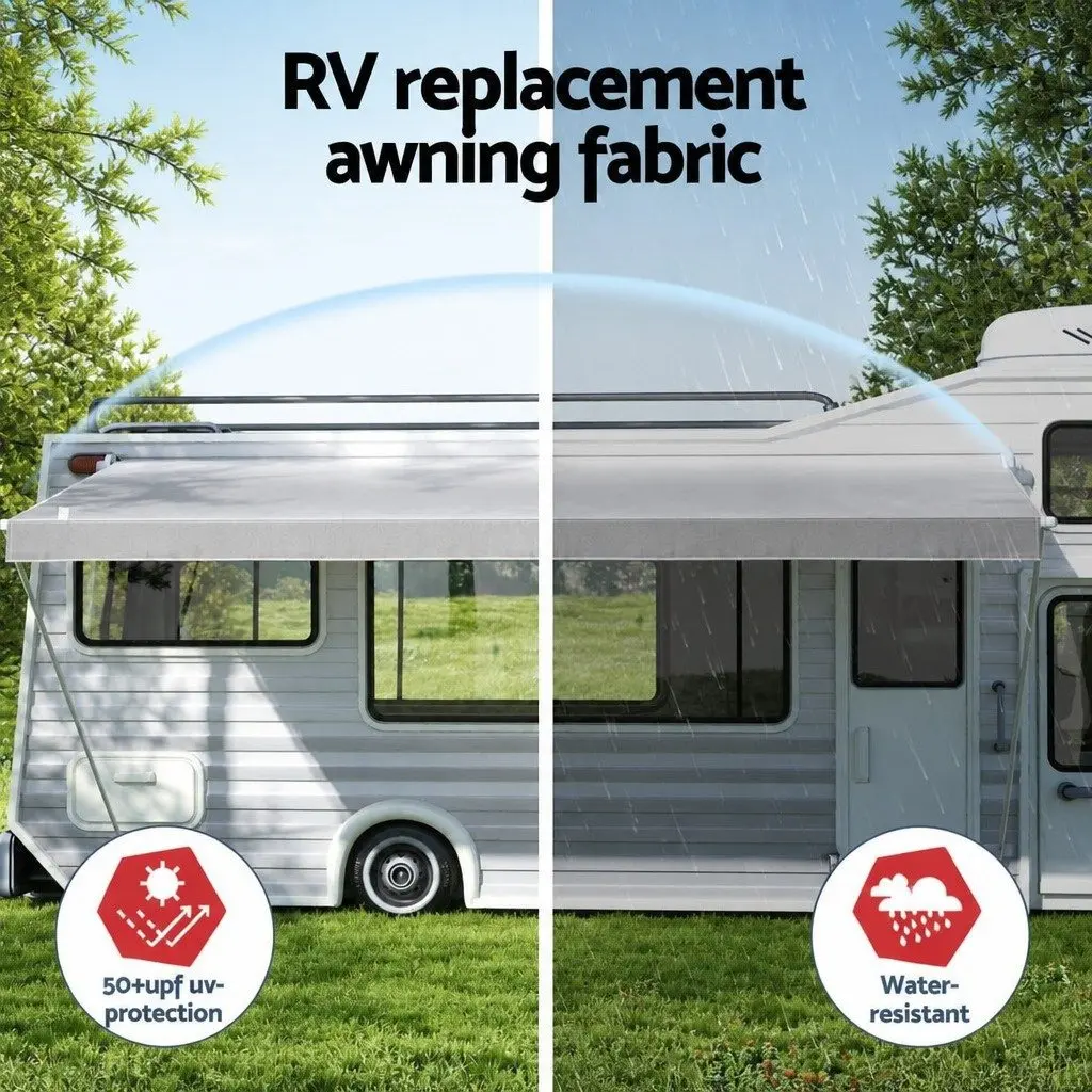 Awning Fabric Replacement for RVs and Caravans 18ft Grey 5.2M x 2.4M
