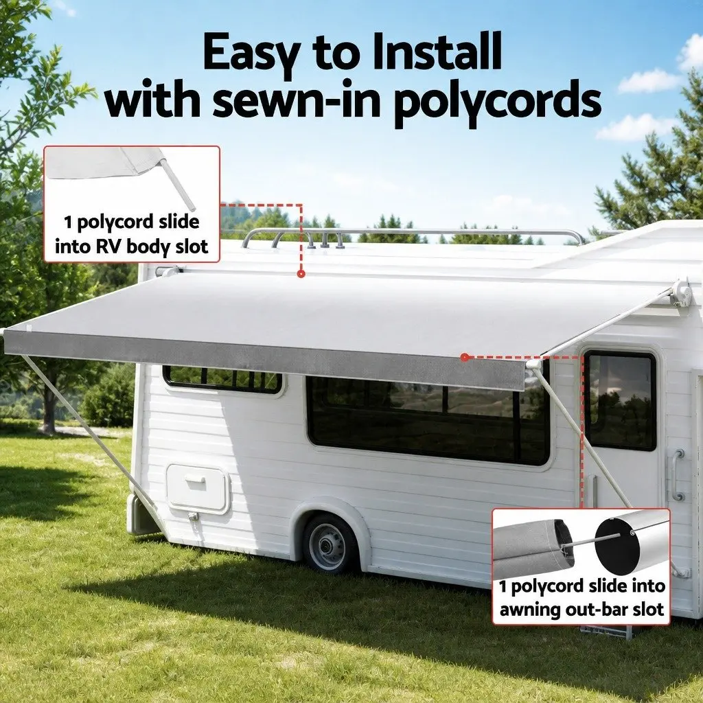Awning Fabric Replacement for RVs and Caravans 18ft Grey 5.2M x 2.4M