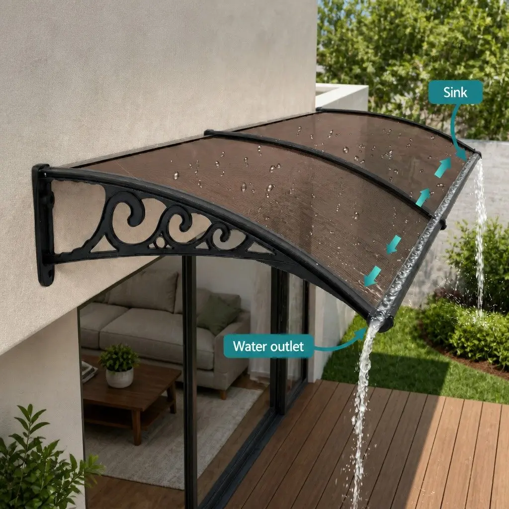 Awning Canopy Outdoor Patio Shade for Window Door 0.6m x 0.6m UV Rain Protection