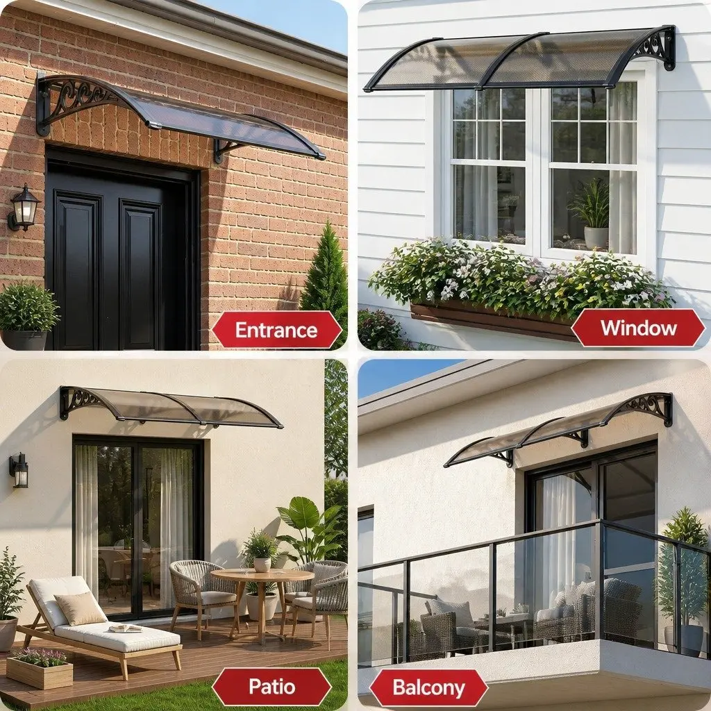 Awning Canopy Outdoor Patio Shade for Window Door 0.6m x 0.6m UV Rain Protection