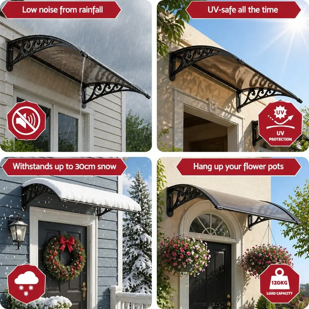 Awning Canopy Outdoor Patio Shade for Window Door 0.6m x 0.6m UV Rain Protection