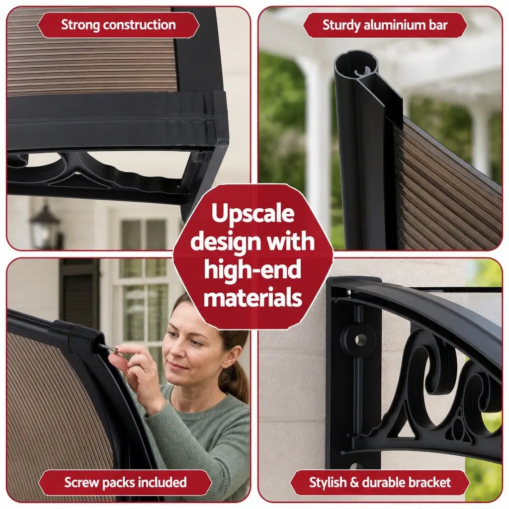 Awning Canopy Outdoor Patio Shade for Window Door 0.6m x 0.6m UV Rain Protection
