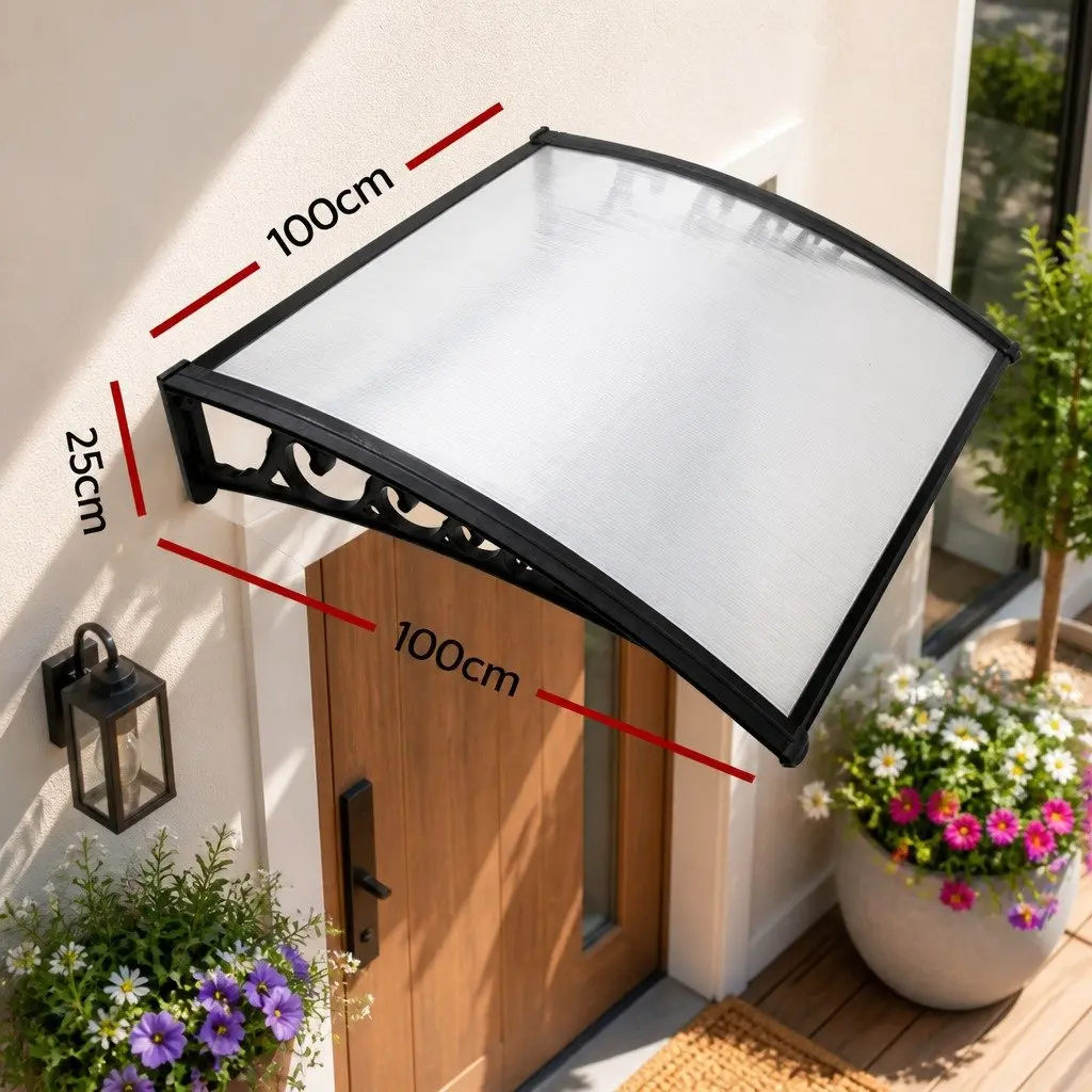 Awning for Window and Door 1m x 1m Transparent Panel UV Rain Resistant