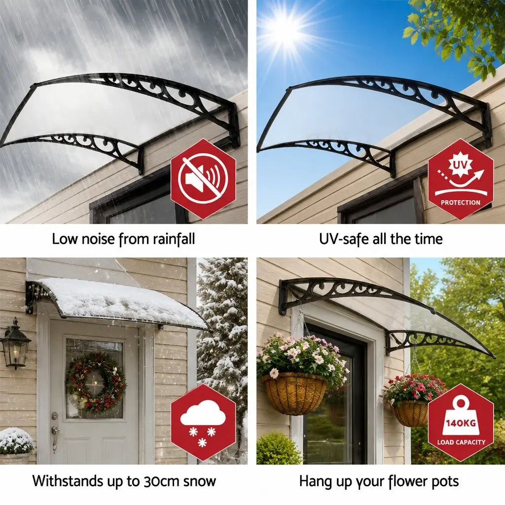 Awning for Window and Door 1m x 1m Transparent Panel UV Rain Resistant