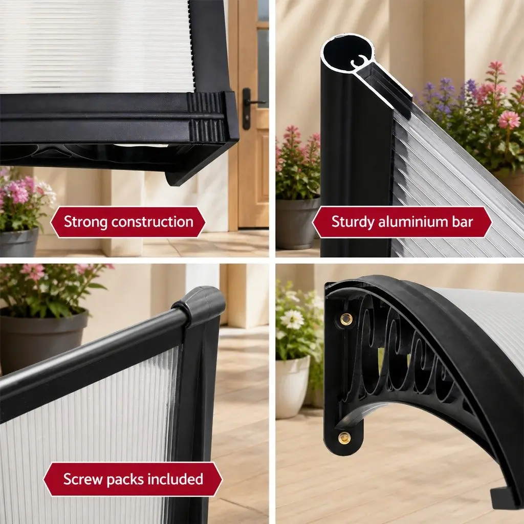 Awning for Window and Door 1m x 1m Transparent Panel UV Rain Resistant
