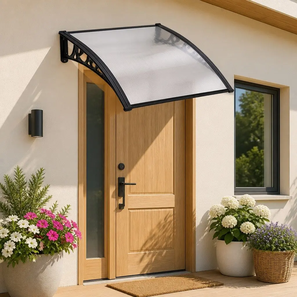 Awning for Window and Door 1m x 1m Transparent Panel UV Rain Resistant