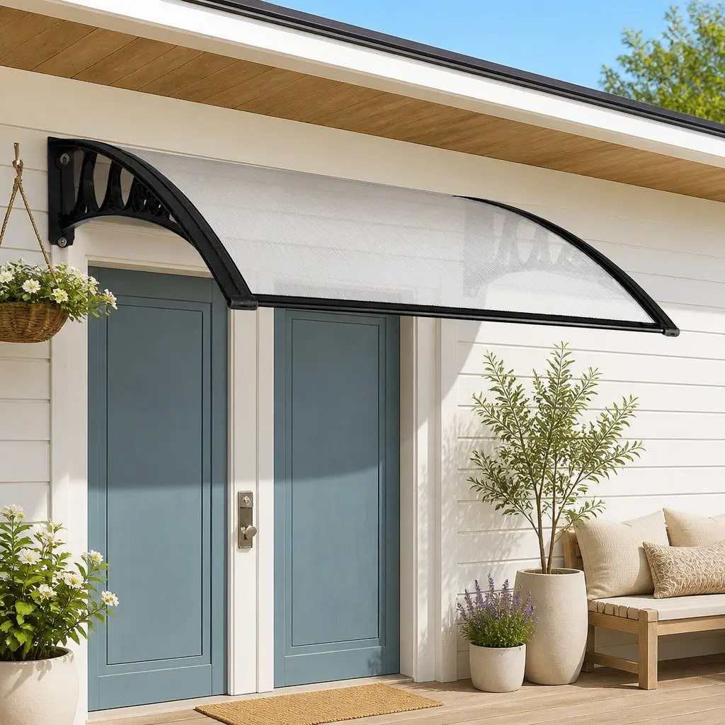 Awning Canopy for Window and Door 1m x 2m Transparent PC Panel Modern Shade Protection