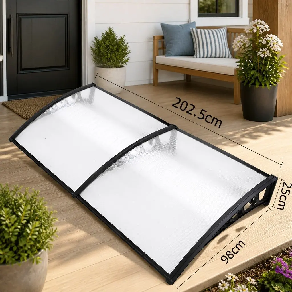 Awning Canopy for Window and Door 1m x 2m Transparent PC Panel Modern Shade Protection