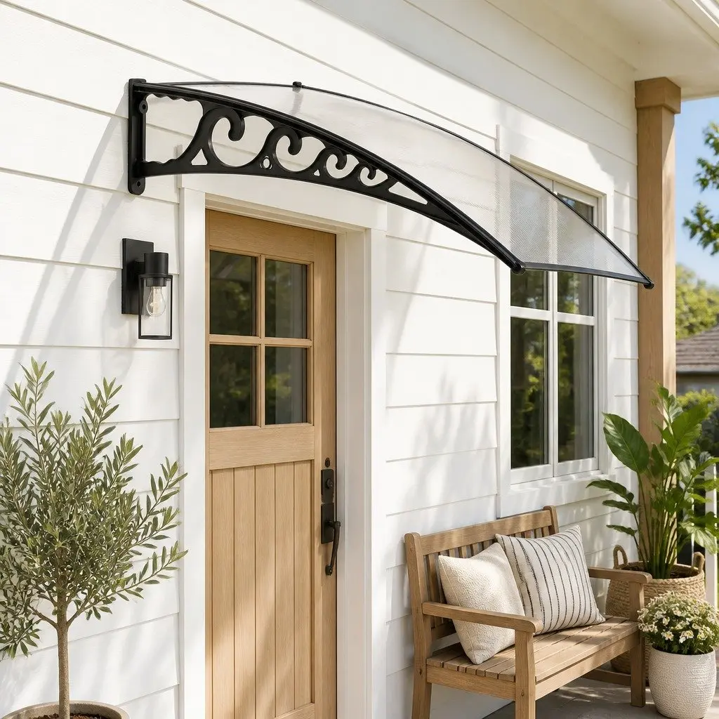 Awning Canopy for Window and Door 1m x 2m Transparent PC Panel Modern Shade Protection