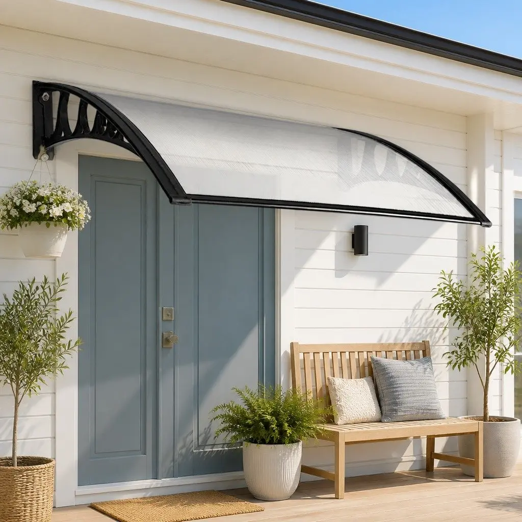 Awning Canopy for Window and Door 1m x 2m Transparent PC Panel Modern Shade Protection