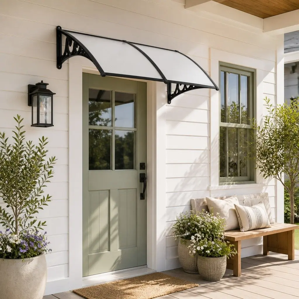 Awning Canopy for Window and Door 1m x 2m Transparent PC Panel Modern Shade Protection