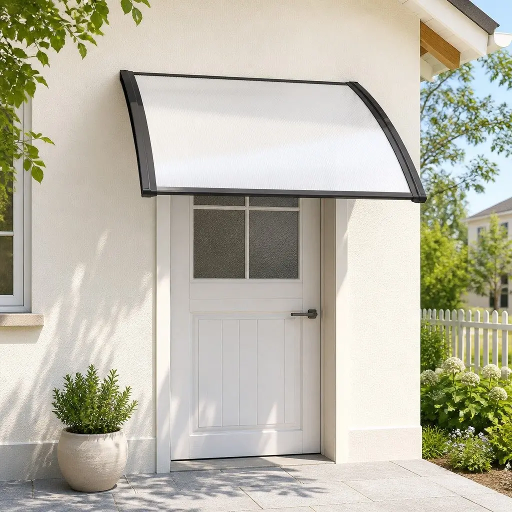 Awning for Door and Window 1m x 4m Transparent PC Panel Hollow Outdoor Sun Rain