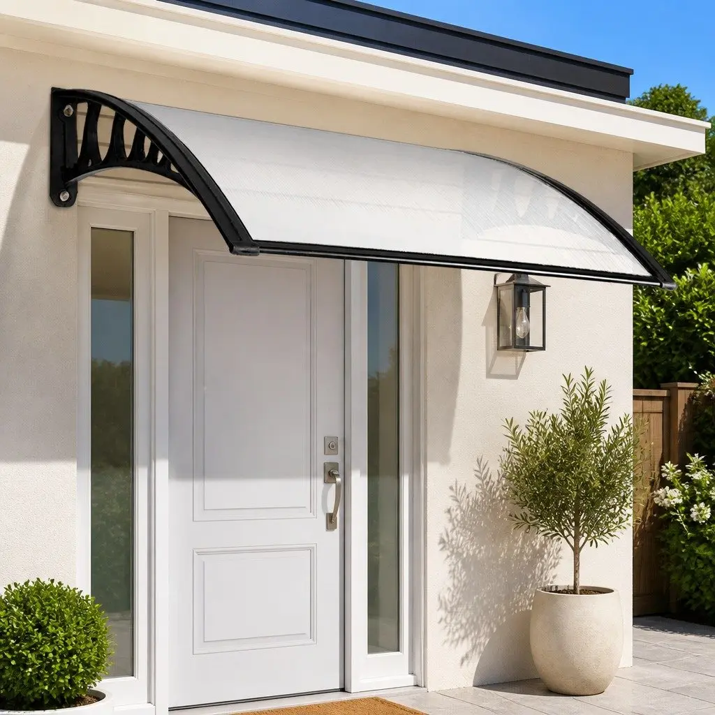 Awning for Door and Window 1m x 4m Transparent PC Panel Hollow Outdoor Sun Rain