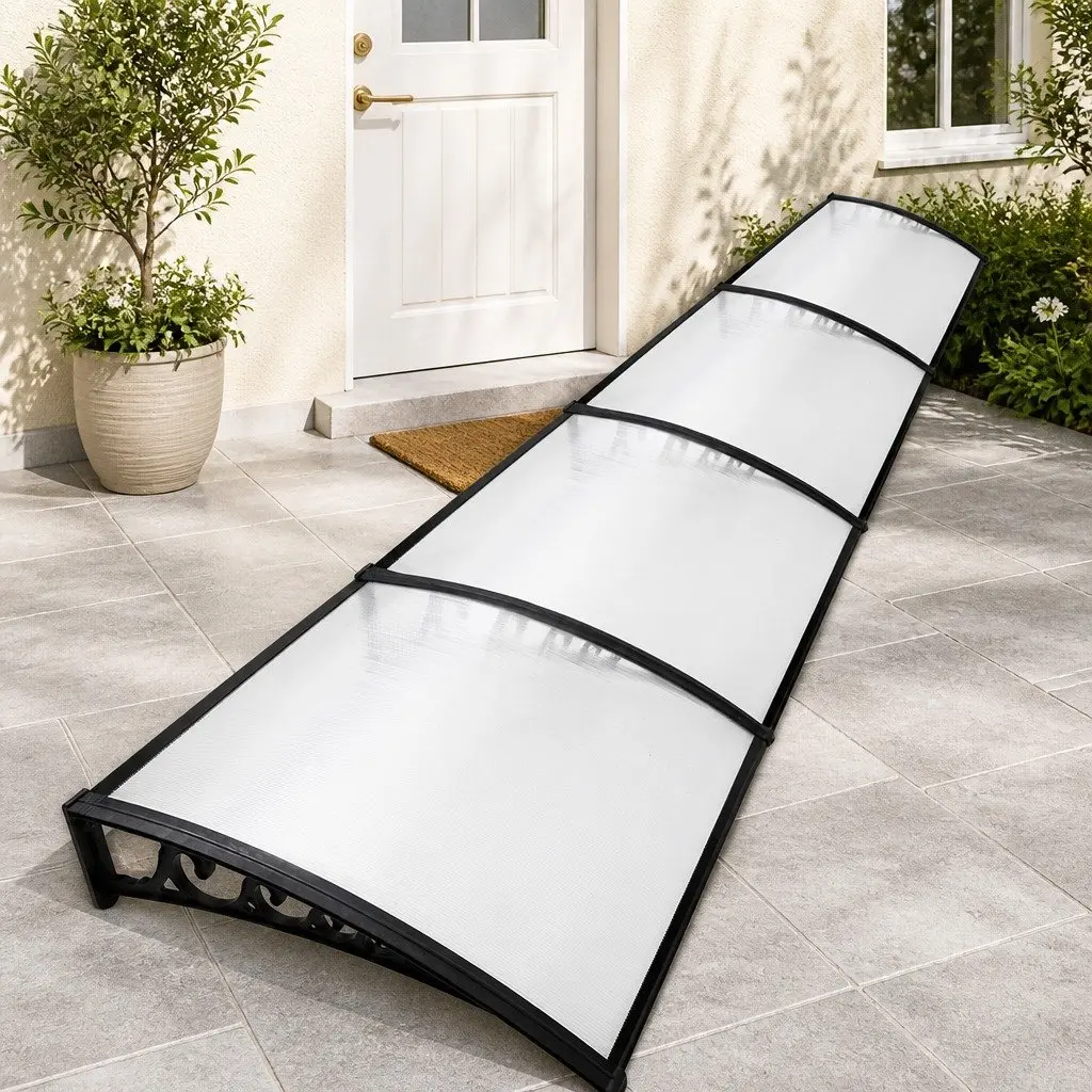 Awning for Door and Window 1m x 4m Transparent PC Panel Hollow Outdoor Sun Rain