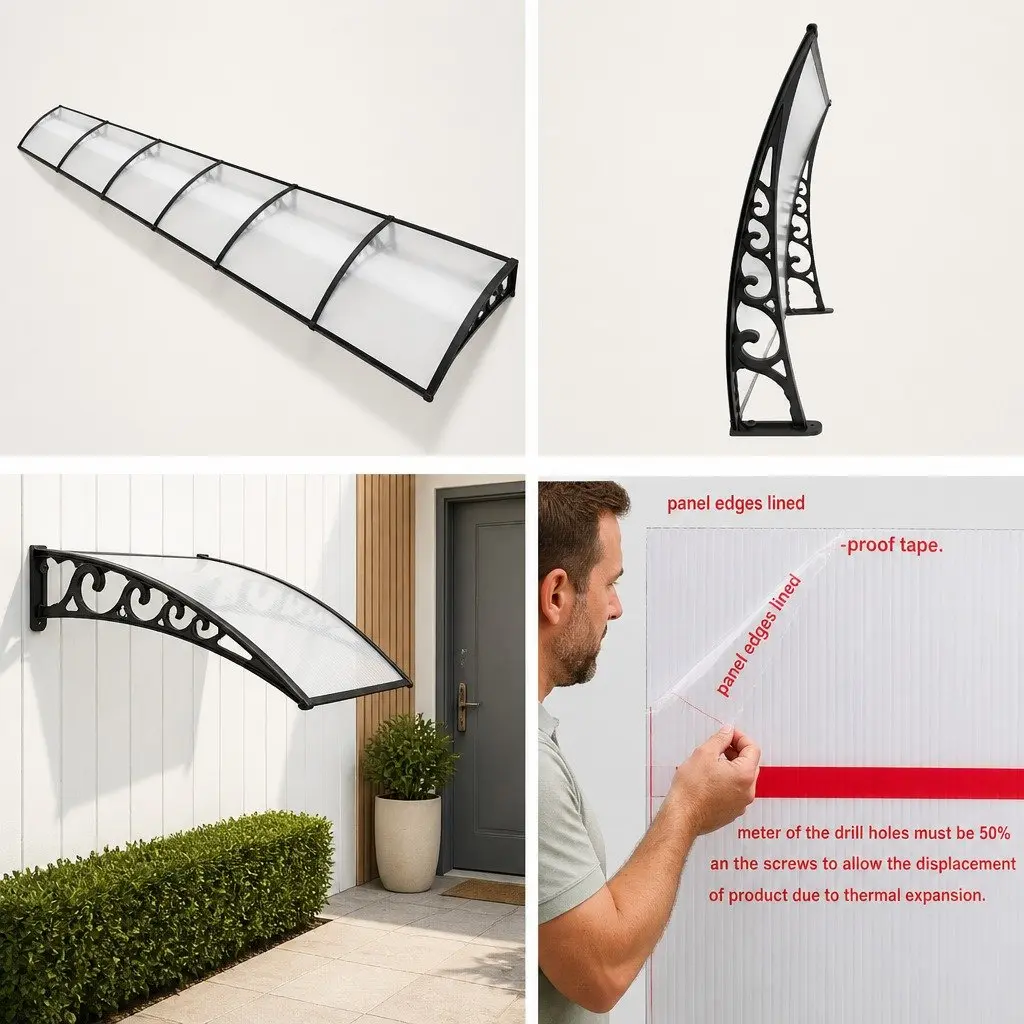 1m x 6m Transparent PC Awning