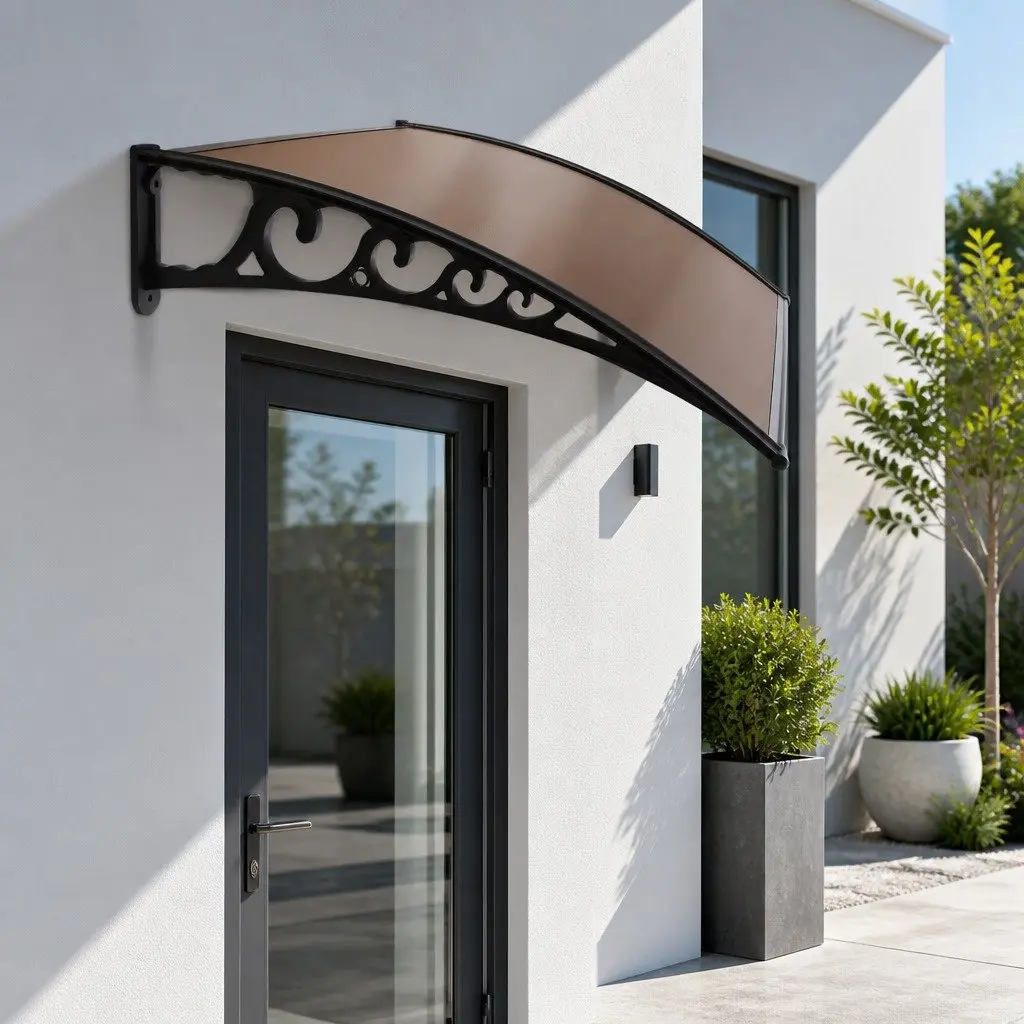 Window Door Awning 1m x 1.2m Outdoor Shade Canopy PC Panel Modern Design