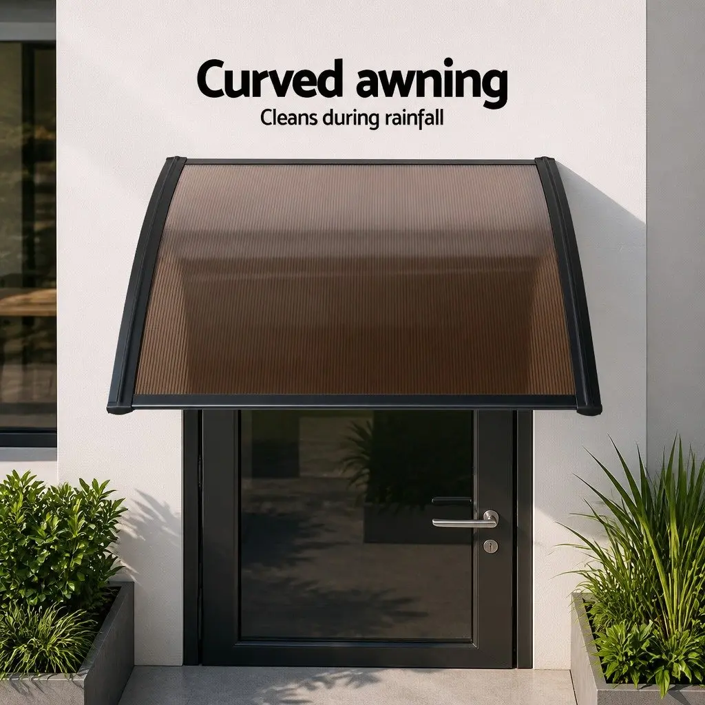 Window Door Awning 1m x 1.2m Outdoor Shade Canopy PC Panel Modern Design