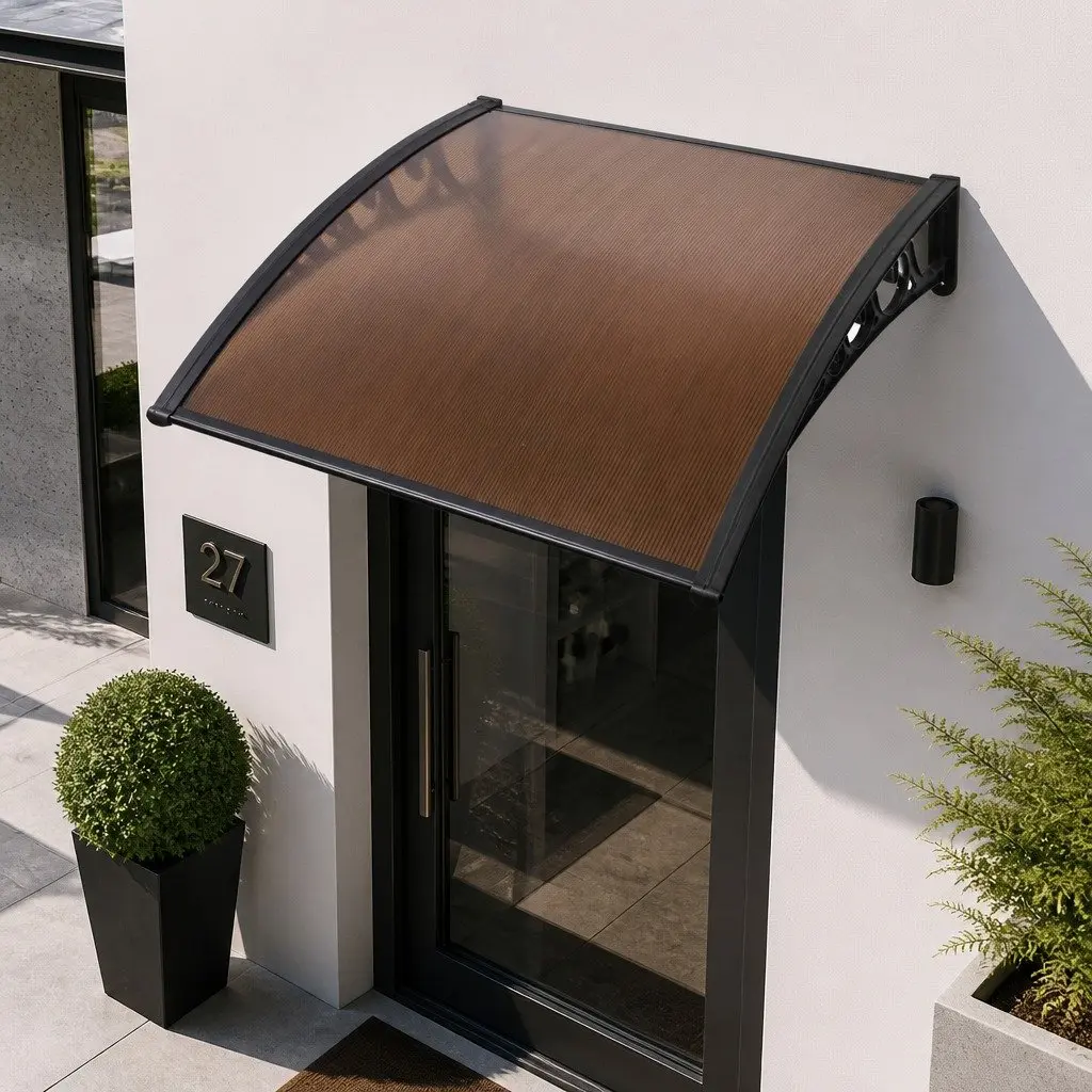 Window Door Awning 1m x 1.2m Outdoor Shade Canopy PC Panel Modern Design