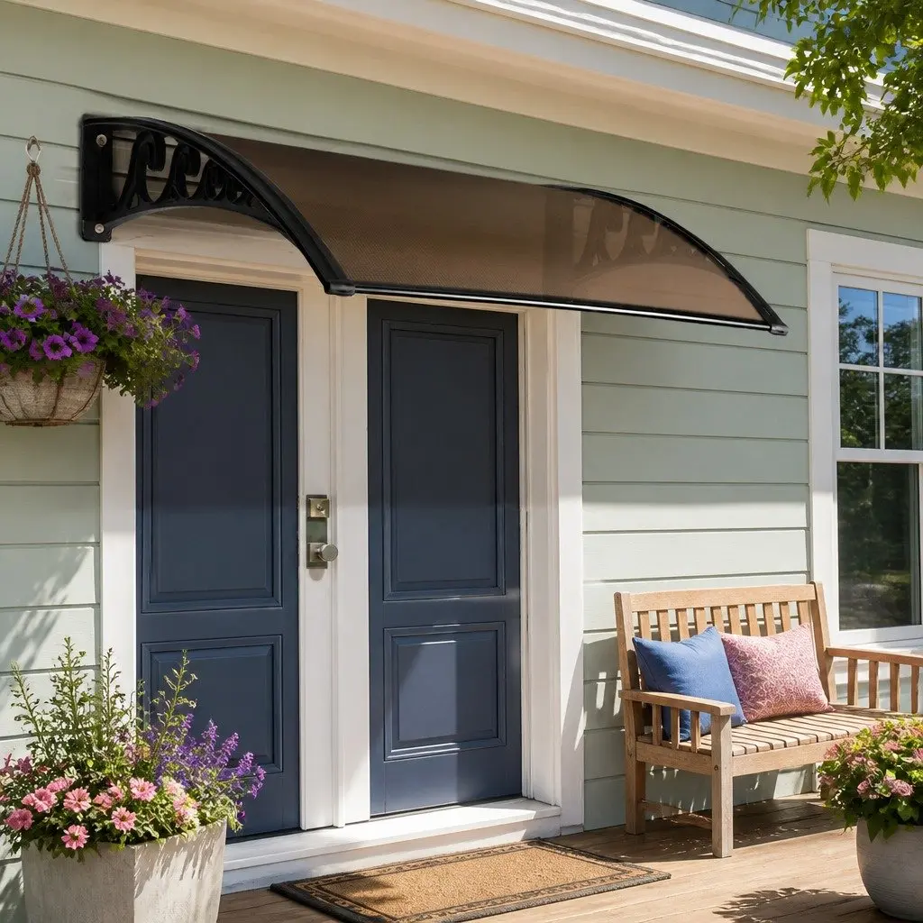 Awning Canopy for Window Door 1m x 2m Outdoor Shade Cover Brown
