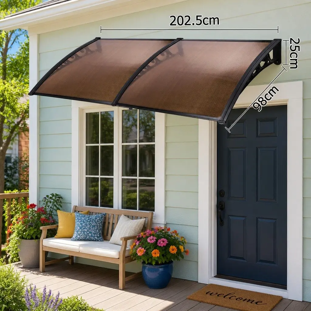 Awning Canopy for Window Door 1m x 2m Outdoor Shade Cover Brown