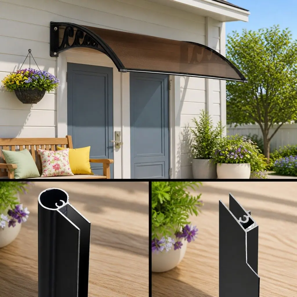Awning Canopy for Window Door 1m x 2m Outdoor Shade Cover Brown