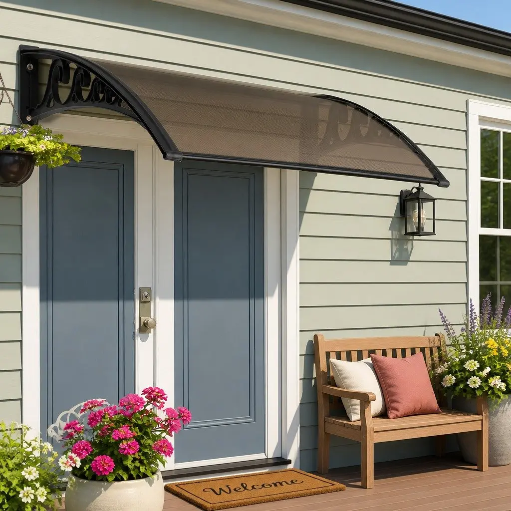 Awning Canopy for Window Door 1m x 2m Outdoor Shade Cover Brown