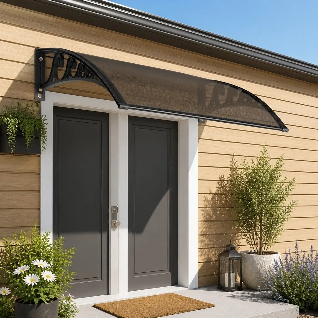 Awning for doors windows balconies 1m x 4m polycarbonate panel shade canopy cover brown