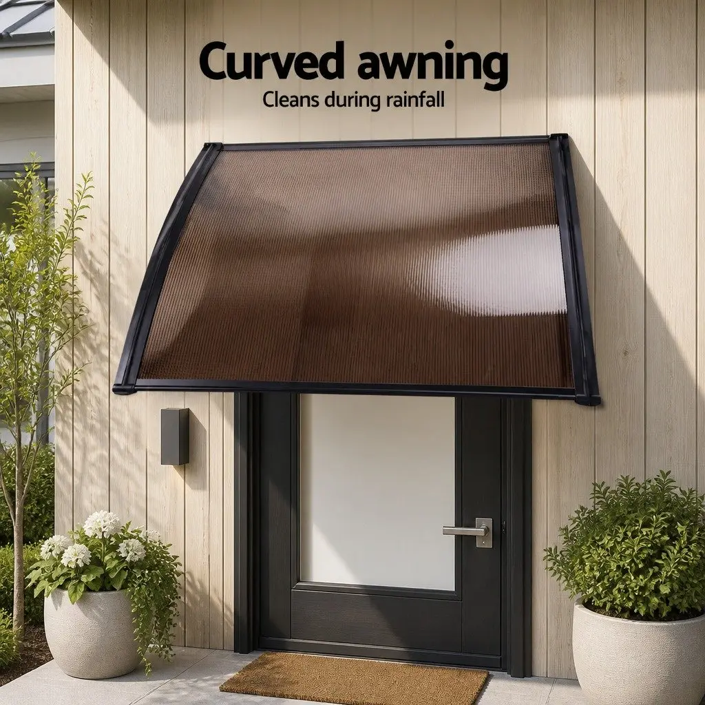 Awning for doors windows balconies 1m x 4m polycarbonate panel shade canopy cover brown