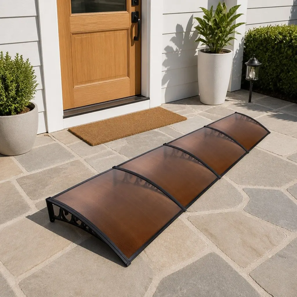 Awning for doors windows balconies 1m x 4m polycarbonate panel shade canopy cover brown