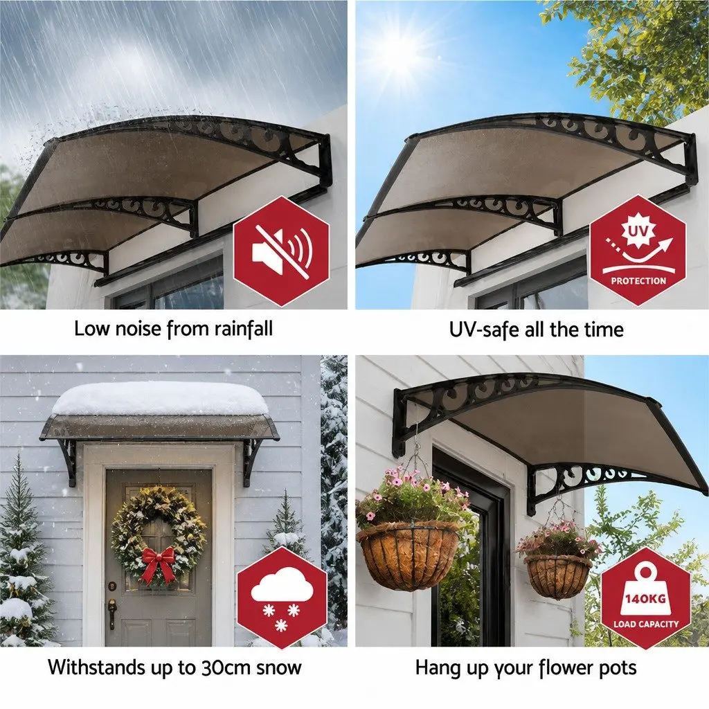 1m x 6m Brown Awning with PC Panel