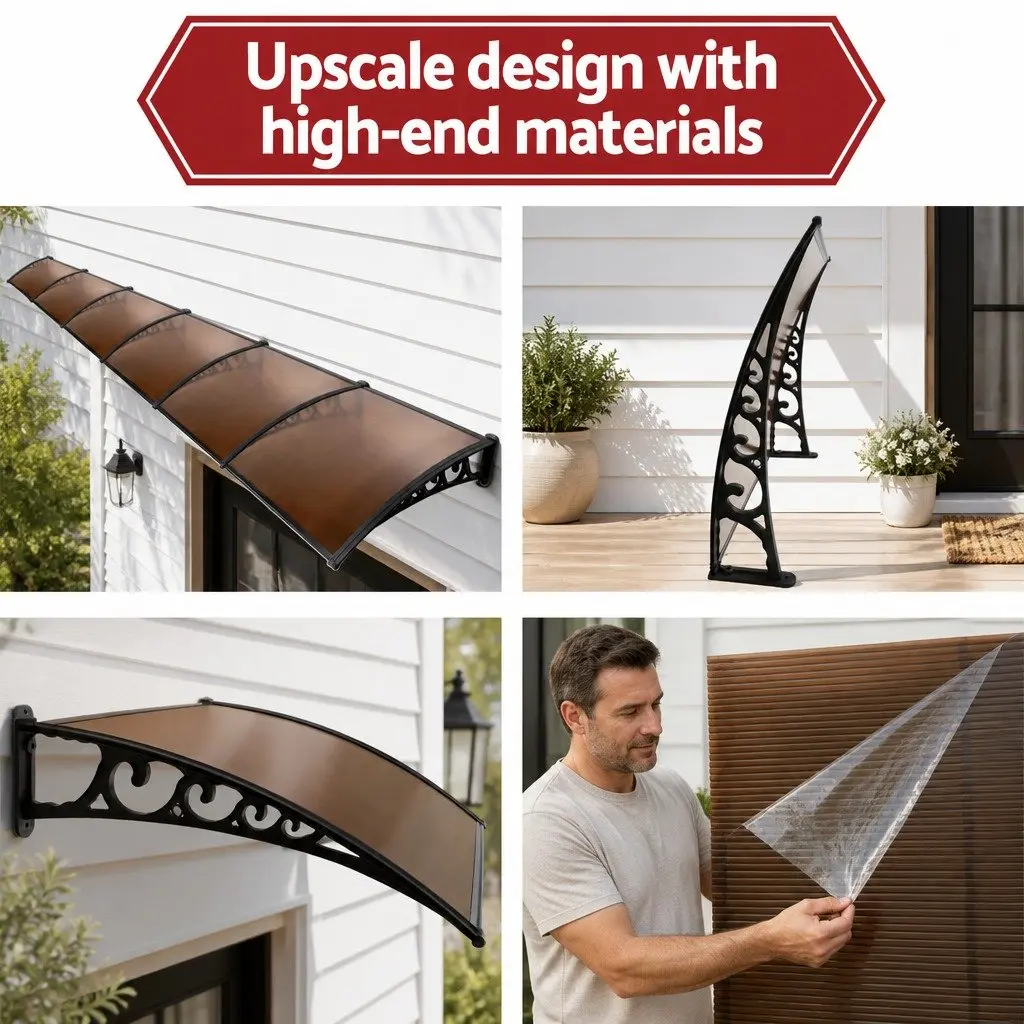 1m x 6m Brown Awning with PC Panel