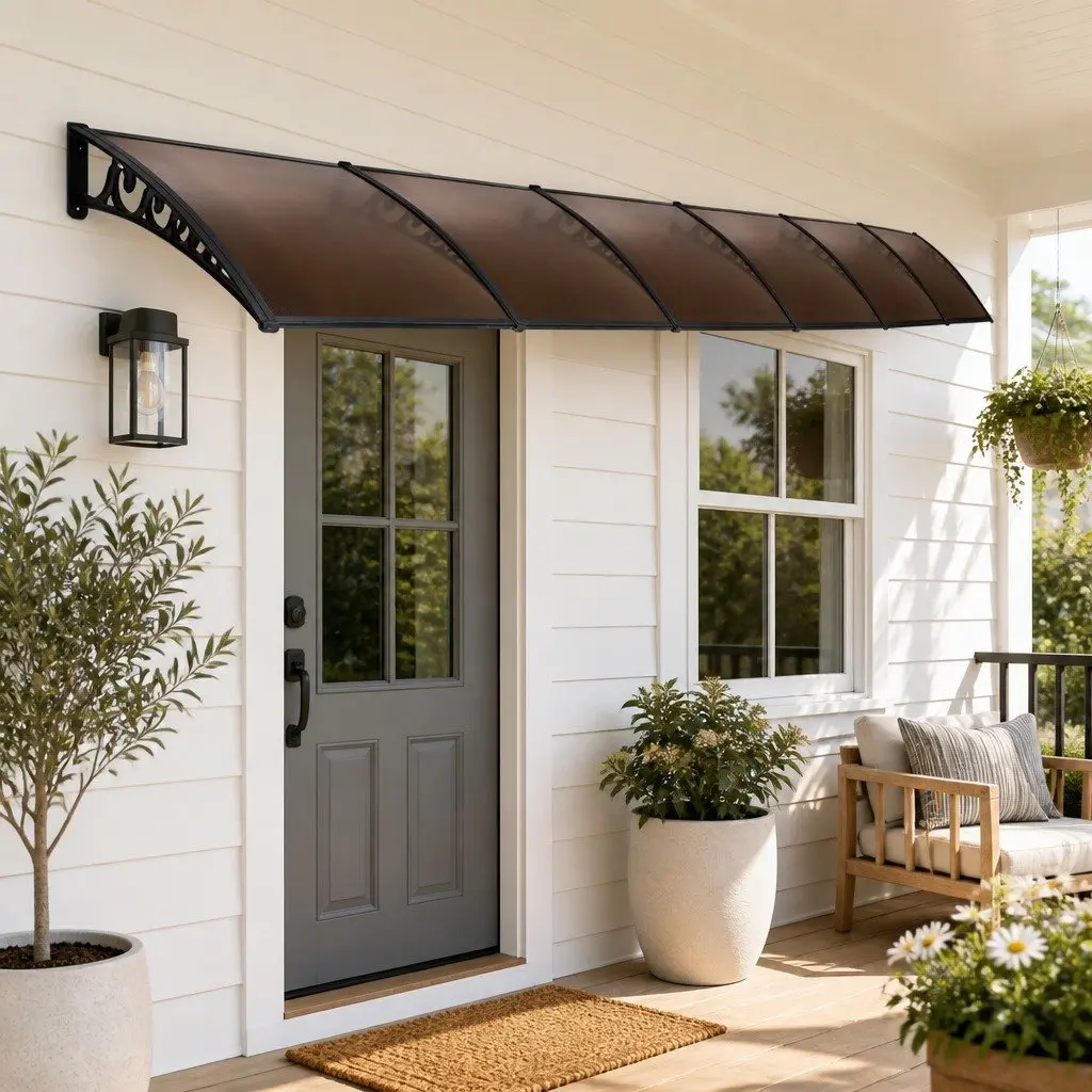 1m x 6m Brown Awning with PC Panel