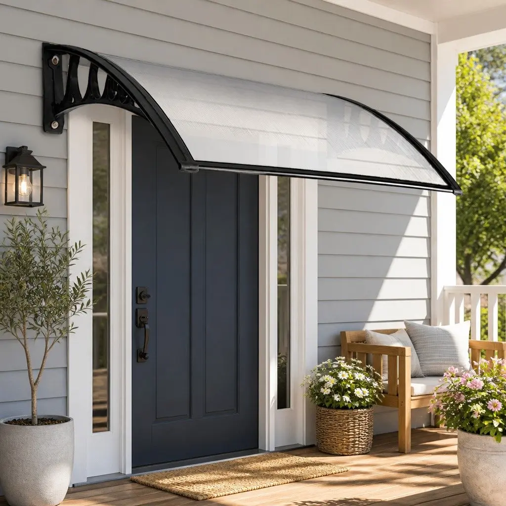 Window Door Awning Outdoor 1m x 1.2m Transparent PC Panel Sun Rain Protection