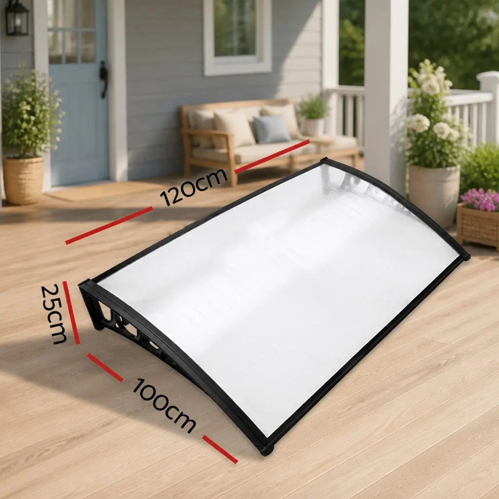 Window Door Awning Outdoor 1m x 1.2m Transparent PC Panel Sun Rain Protection