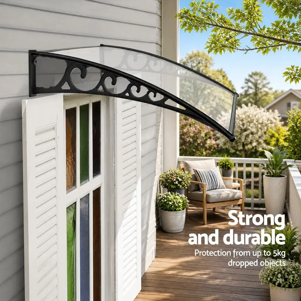 Window Door Awning Outdoor 1m x 1.2m Transparent PC Panel Sun Rain Protection