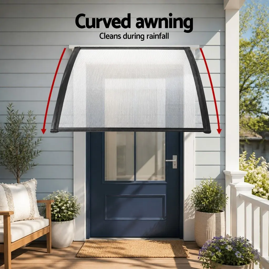 Window Door Awning Outdoor 1m x 1.2m Transparent PC Panel Sun Rain Protection