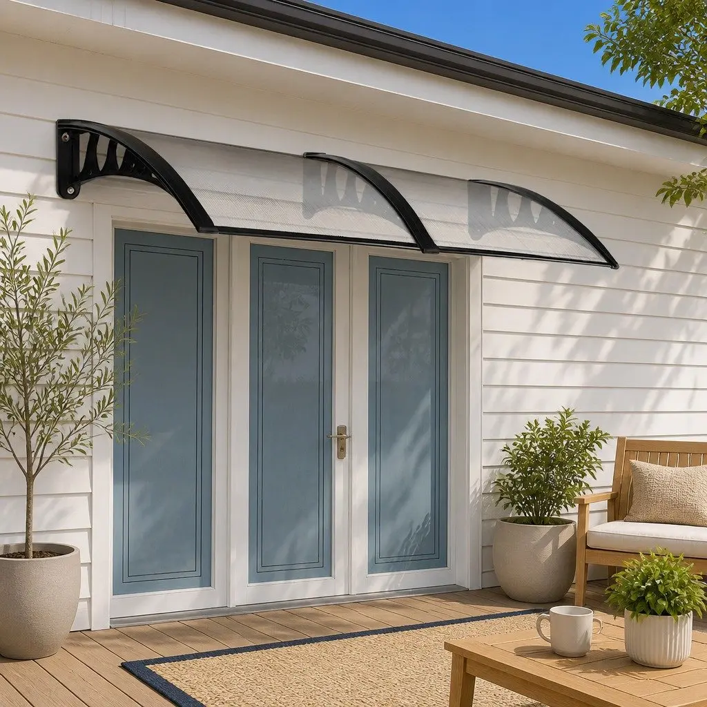 Awning for Window and Door 1m x 2.4m Transparent PC Panel Hollow Sunshade Rain Cover