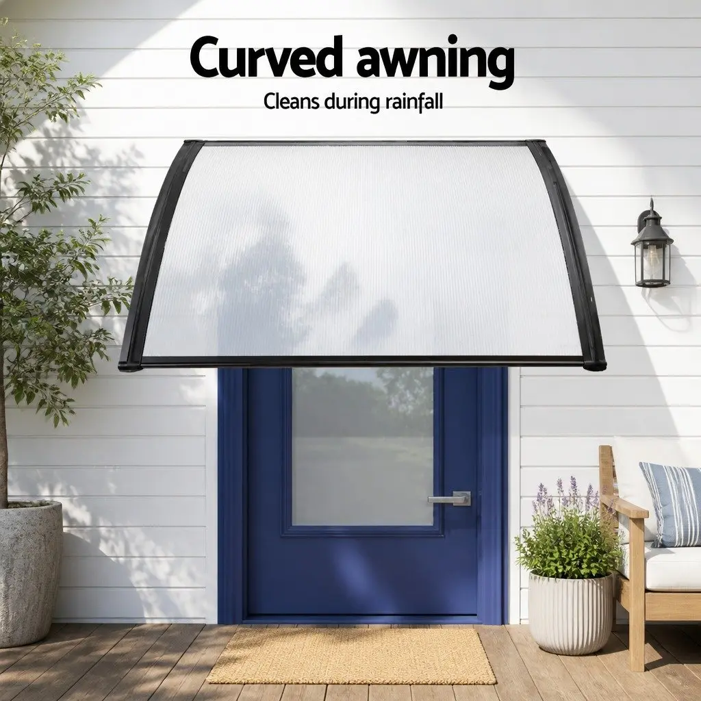 Awning for Window and Door 1m x 2.4m Transparent PC Panel Hollow Sunshade Rain Cover