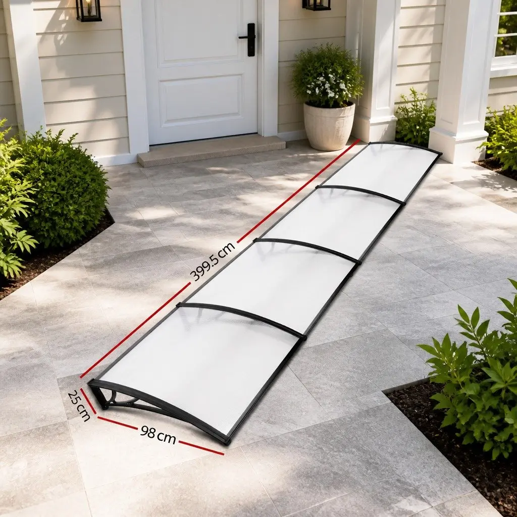 1m x 4m Awning Canopy with Black Brackets