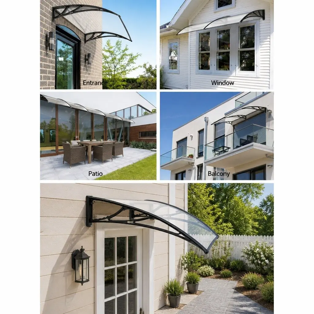 1m x 4m Awning Canopy with Black Brackets