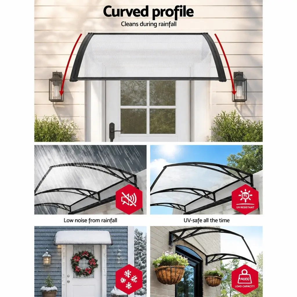 1m x 4m Awning Canopy with Black Brackets